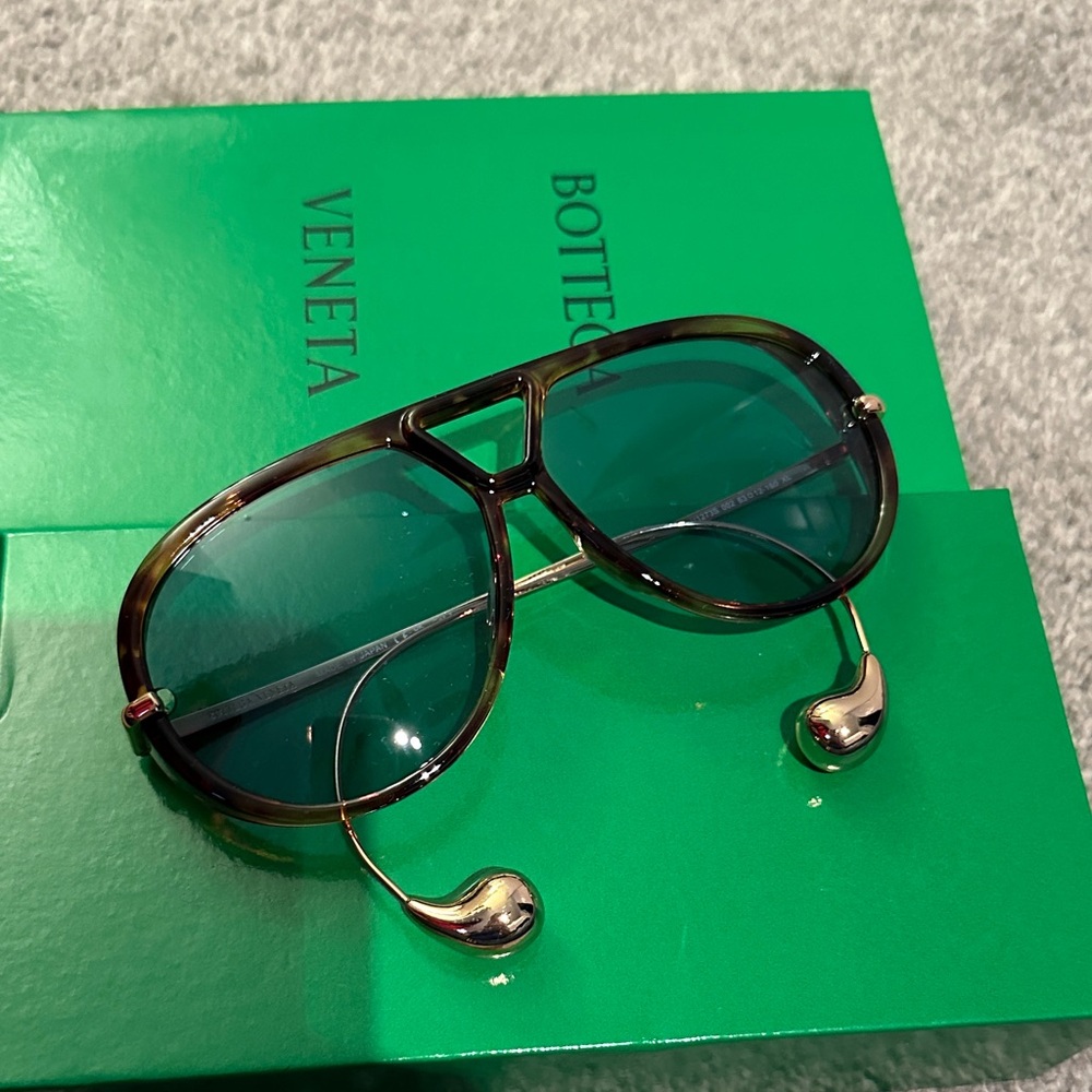 Bottega Veneta Tortoise Shell Sunglasses with Gold Accents